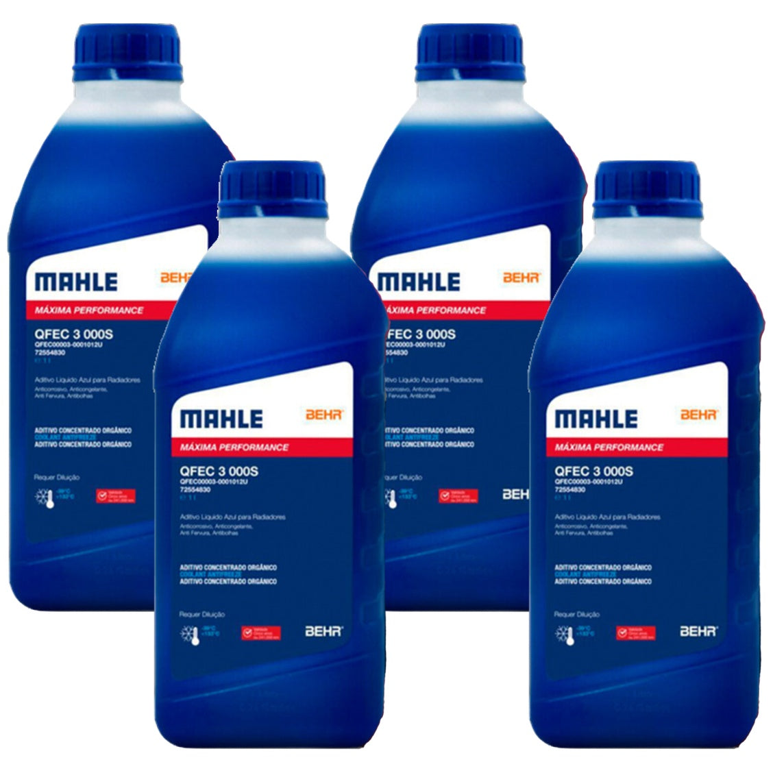 Kit 4 Litros Aditivo Radiador Concentrado Azul Mahle Berh - (1)