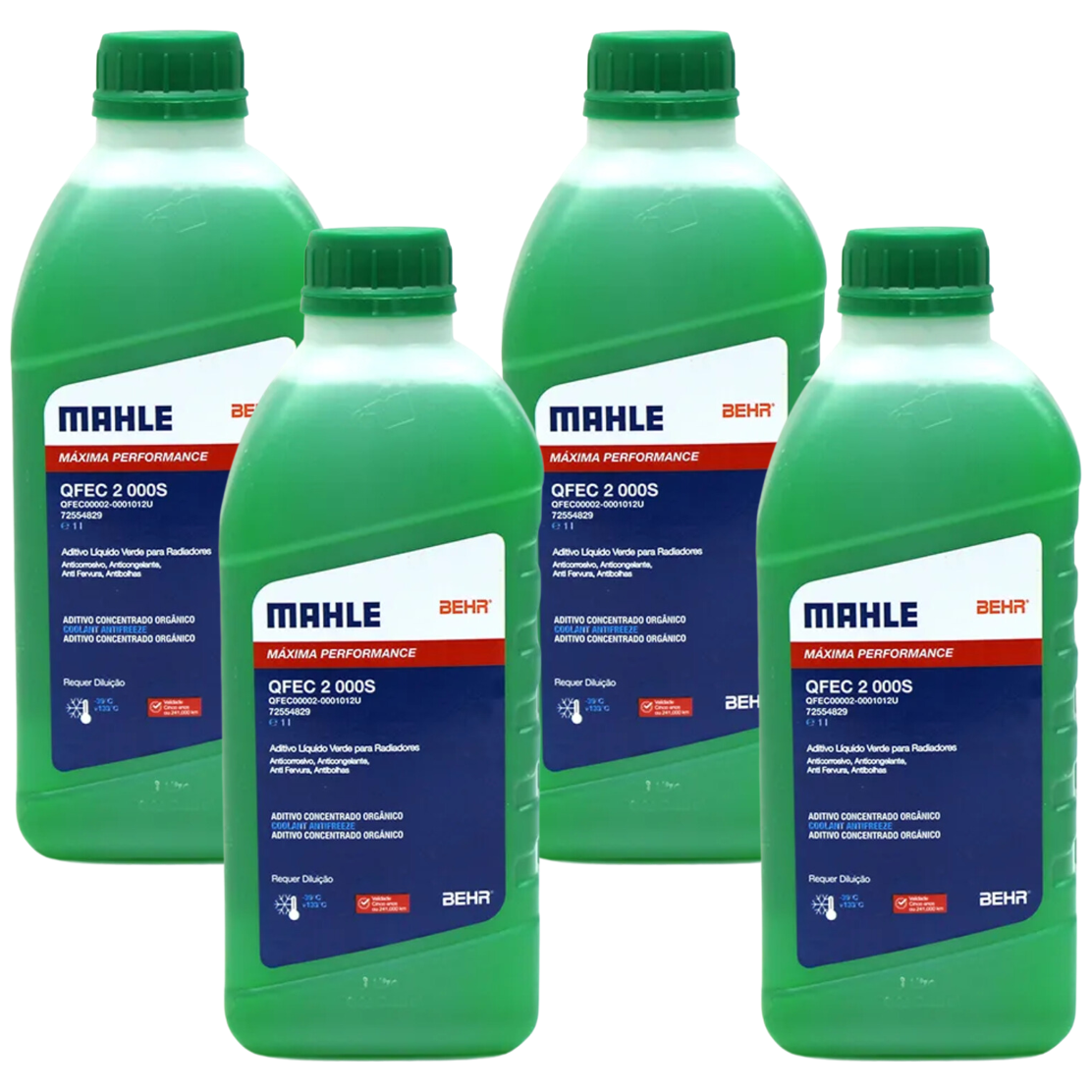 Kit 4 Litros Aditivo Radiador Concentrado Verde Mahle Berh - (1)