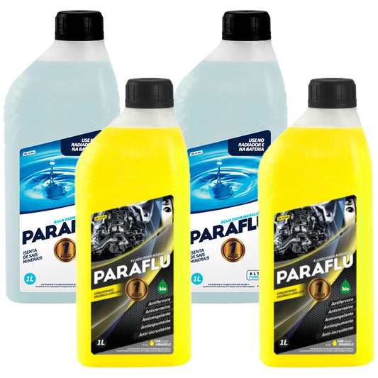 Kit 4 Litros com 2L Aditivo Radiador Amarelo + 2L Água - Paraflu - 10-3031/10-3044 - (1)