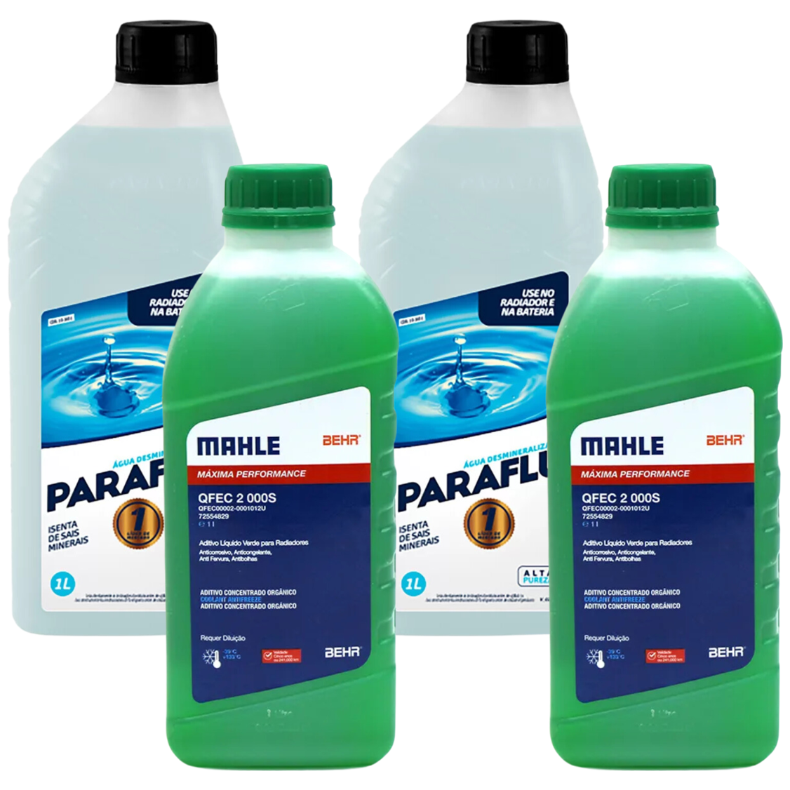 Kit 4 Litros com 2L Aditivo Radiador Verde Mahle + 2L Água - (1)