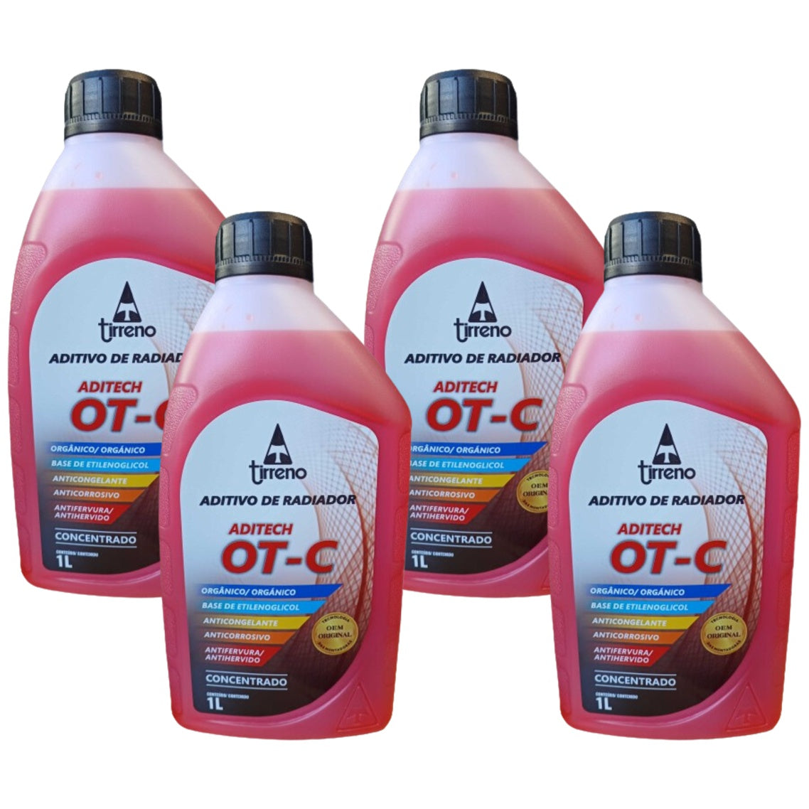 Kit 4 Litros Aditivo Radiador Concentrado Tirreno Orgânico OT-C Laranja - (1)