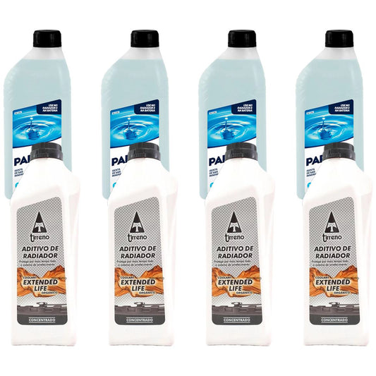 Kit 4L Aditivo Radiador Extended Life Tirreno + 4L Água Desmineralizada Paraflu - (1)