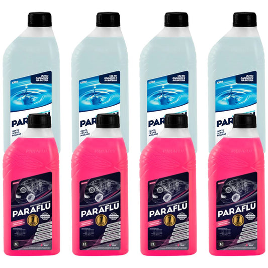 Kit 4L Aditivo Radiador Concentrado + 4L Água Desmineralizada - Paraflu - 10-3031 / 10-3056 - (1)