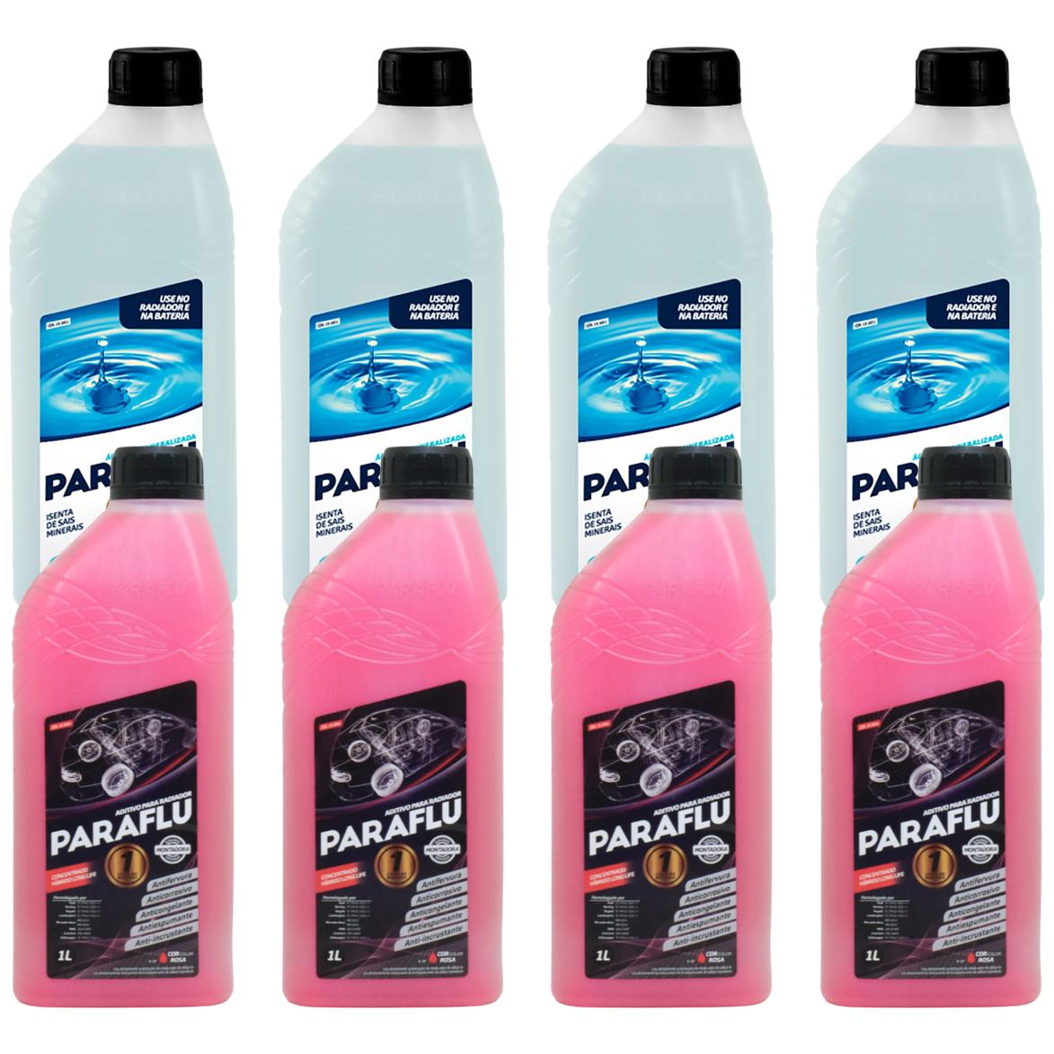 Kit 4L Aditivo Radiador Concentrado + 4L Água Desmineralizada - Paraflu - 10-3031 / 10-3054 - (1)