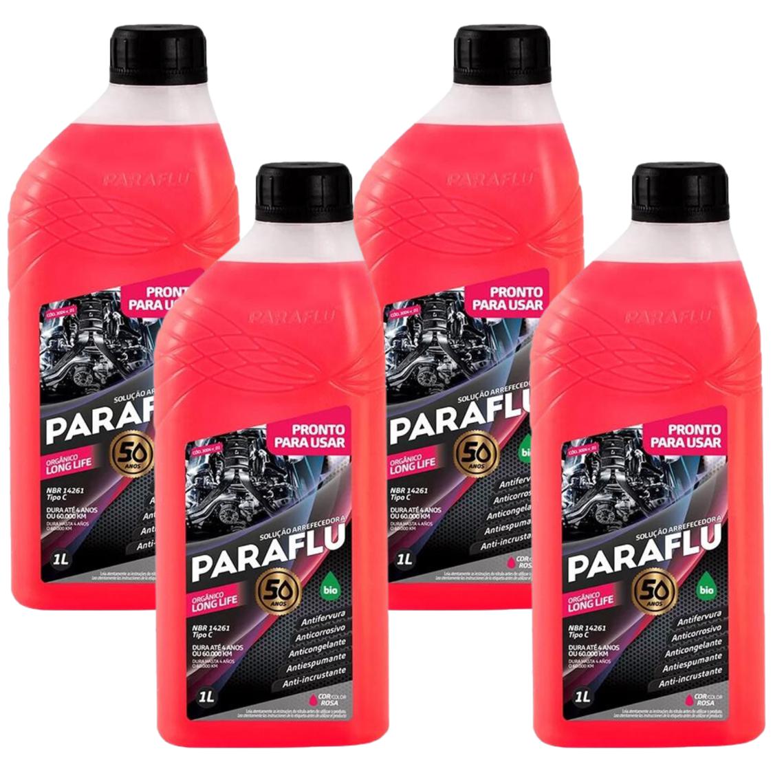 Kit 4 Litros Aditivo Radiador Pronto Para Uso Paraflu Bio Orgânico Rosa - (1)