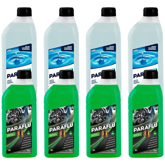 Kit 4 Litros Aditivo Radiador Concentrado Paraflu Bio Híbrido Verde + 4 Litros Água Desmineralizada - (1)