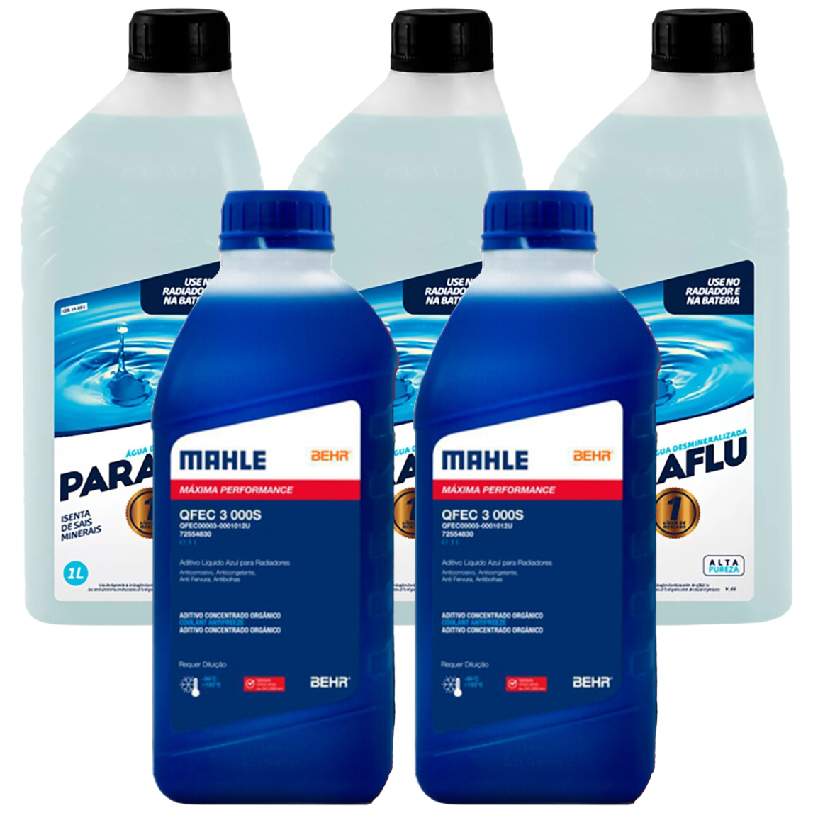 Kit 5 Litros com 2L Aditivo Radiador Azul Mahle + 3L Água - (1)