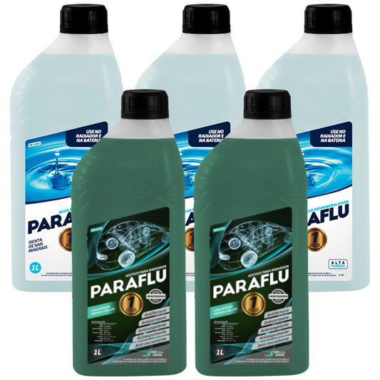 Kit 5 Litros com 2L Aditivo Radiador Verde + 3L Água - Paraflu - 10-3031/10-3055 - (1)