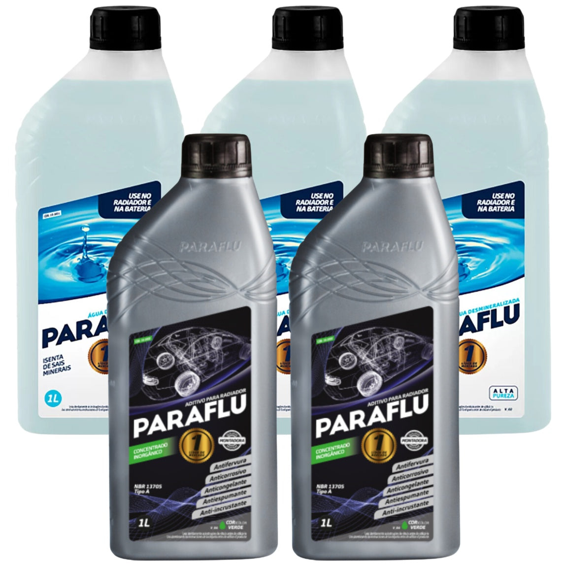 Kit 5 Litros com 2L Aditivo Radiador Verde + 3L Água - Paraflu - 10-3007/10-3031 - (1)