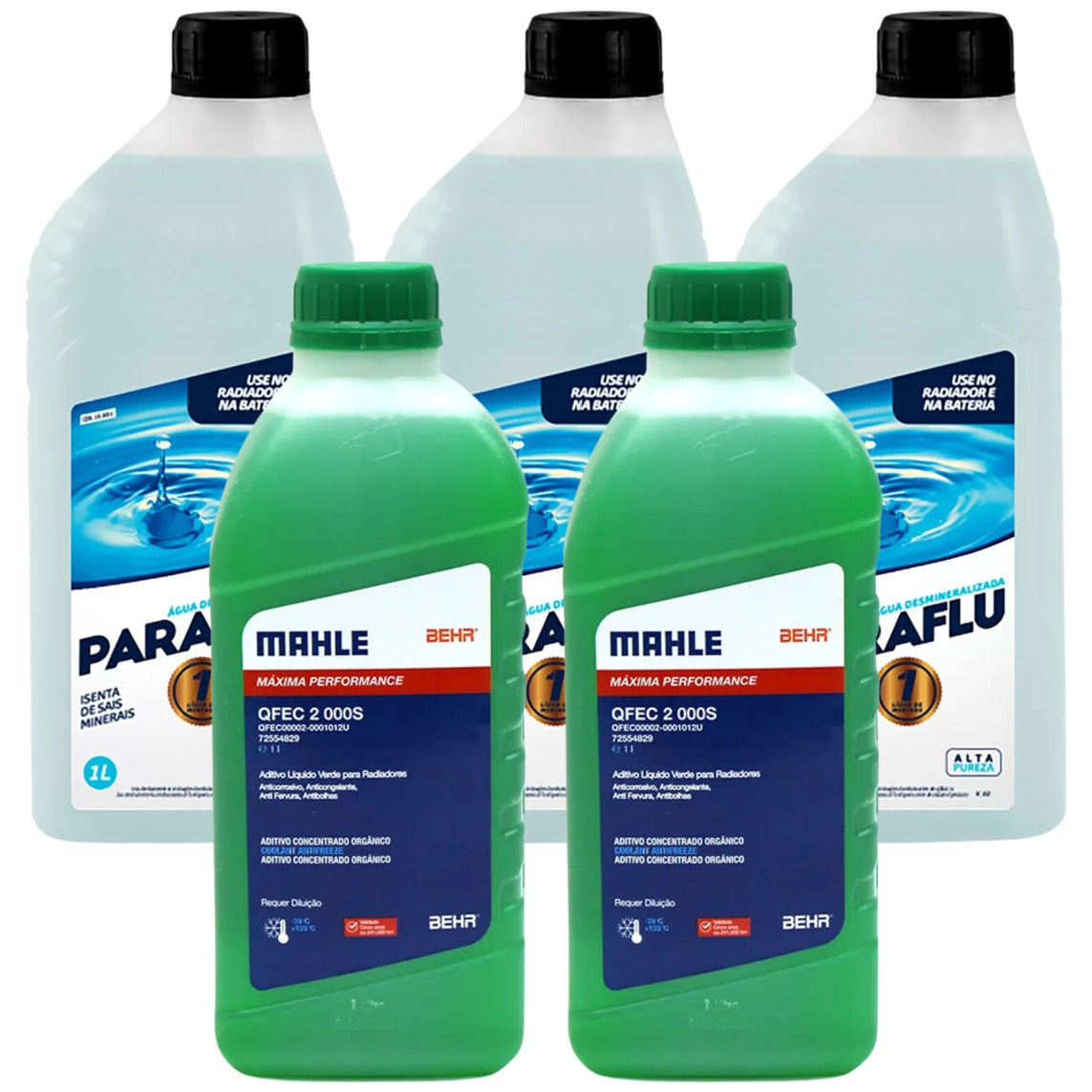 Kit 5 Litros com 2L Aditivo Radiador Verde Mahle + 3L Água - (1)