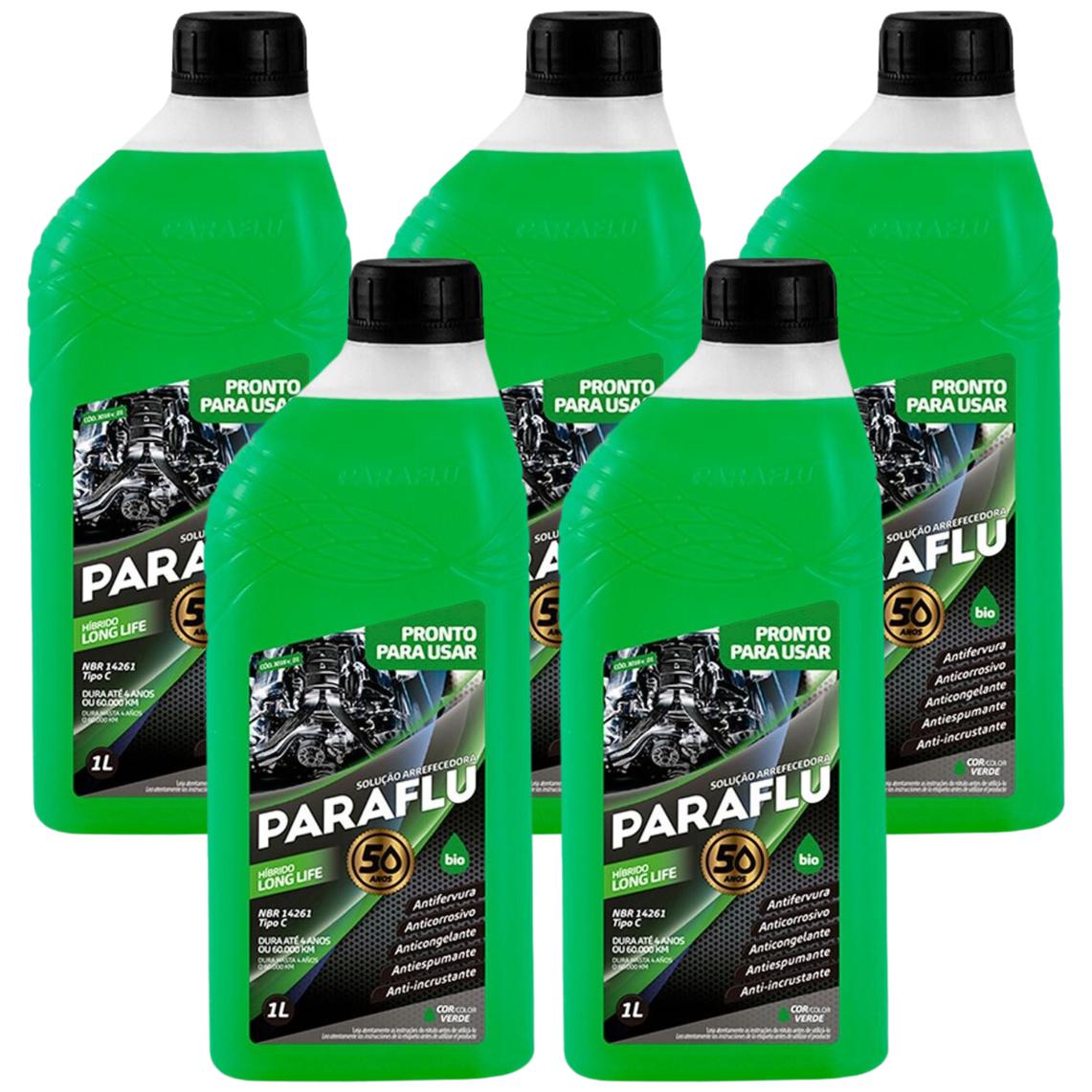 Kit 5 Litros Aditivo Radiador Pronto Para Uso Paraflu Bio Híbrido Verde - (1)