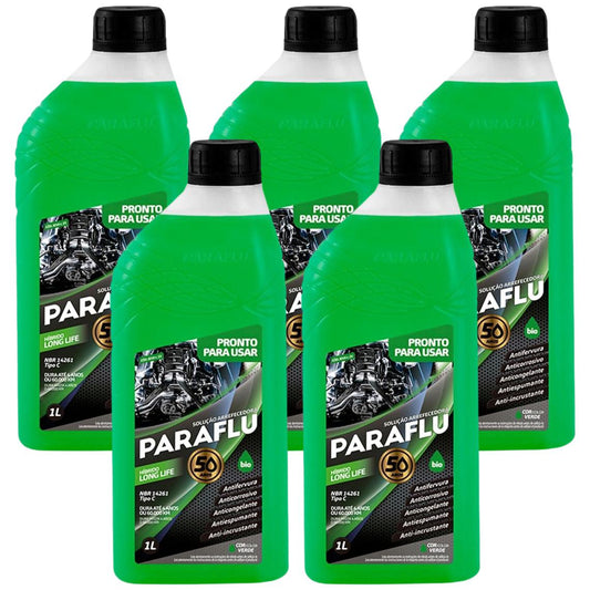 Kit 5 Litros Aditivo Radiador Pronto Para Uso Paraflu Bio Híbrido Verde - (1)