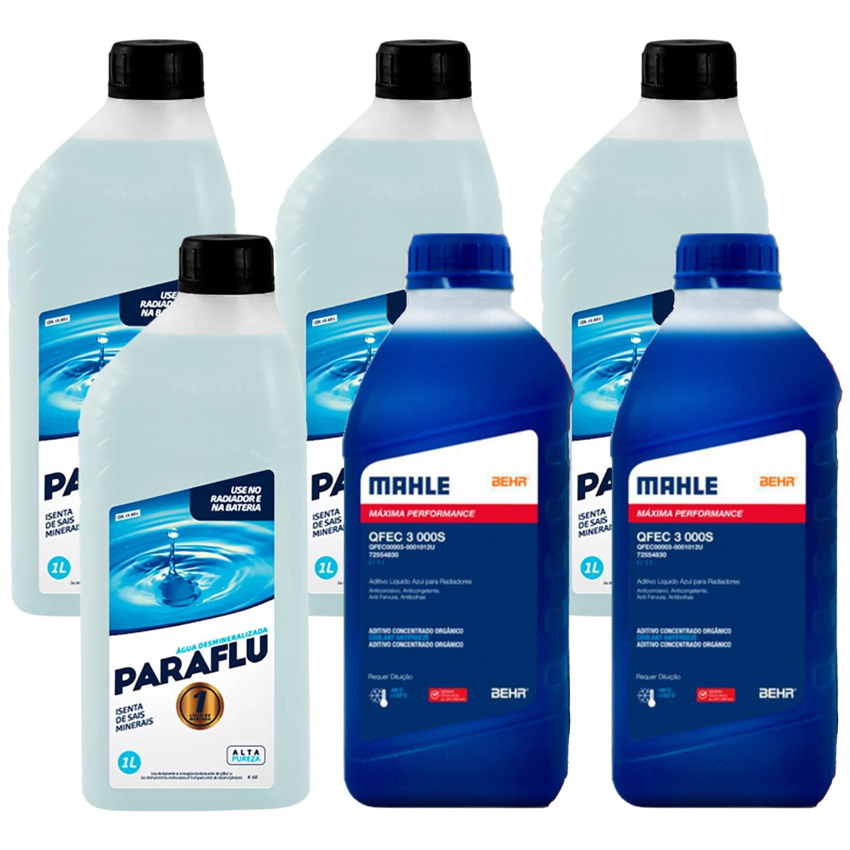 Kit 6 Litros com 2L Aditivo Radiador Azul Mahle + 4L Água - (1)