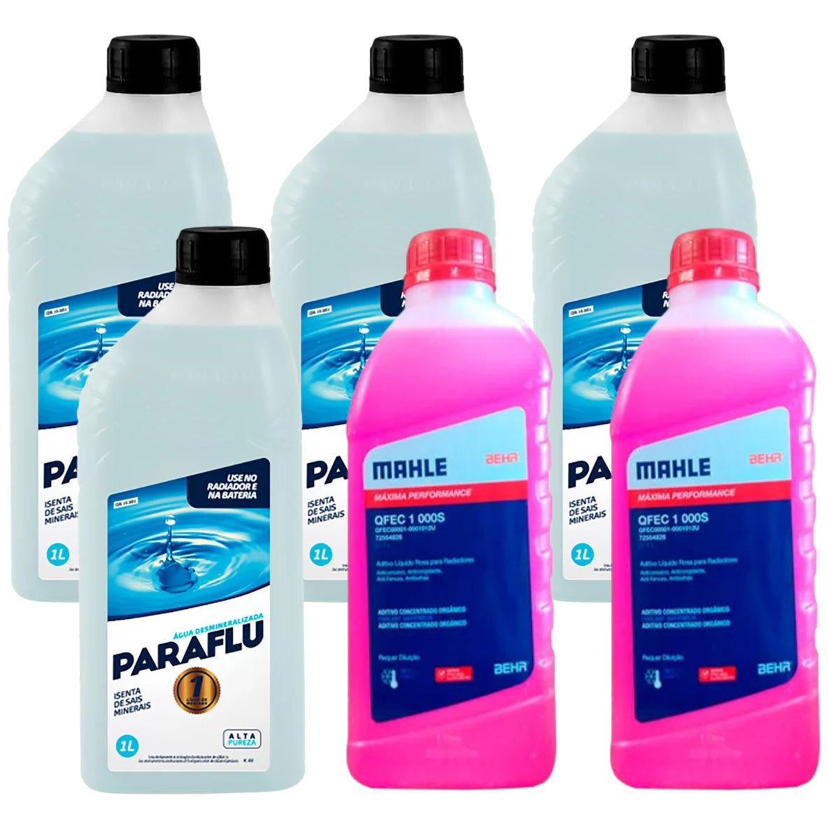 Kit 6 Litros com 2L Aditivo Radiador Rosa Mahle + 4L Água - (1)