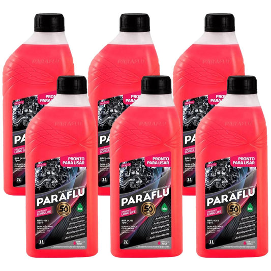 Kit 6 Litros Aditivo Radiador Pronto Para Uso Paraflu Bio Orgânico Rosa - (1)