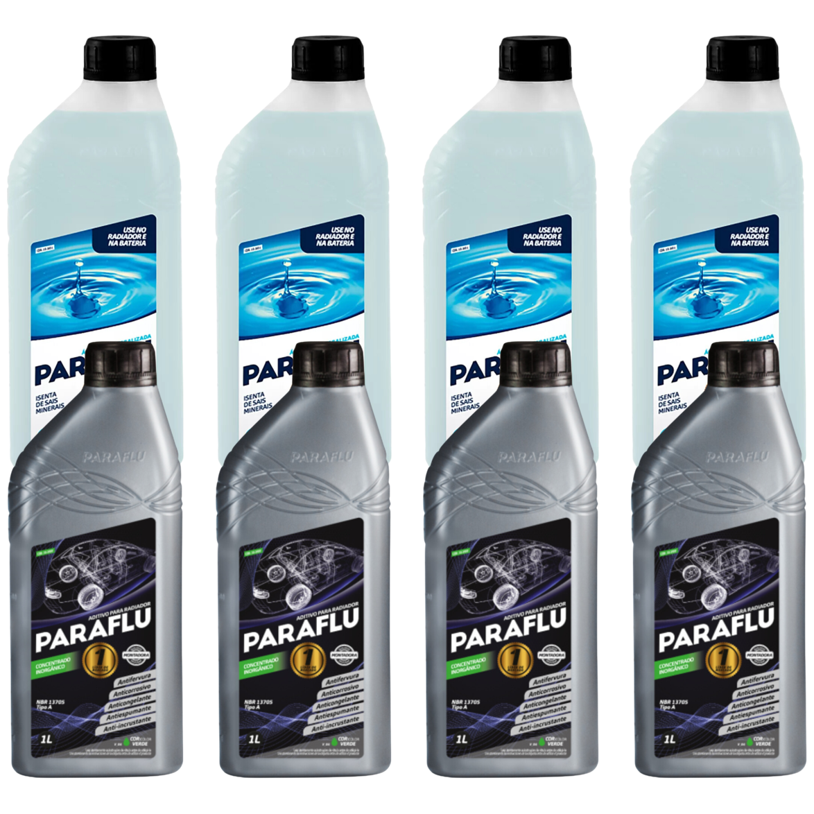 Kit 8 Litros com 4L Aditivo Radiador Verde + 4L Água - Paraflu - 10-3007/10-3031 - (1)