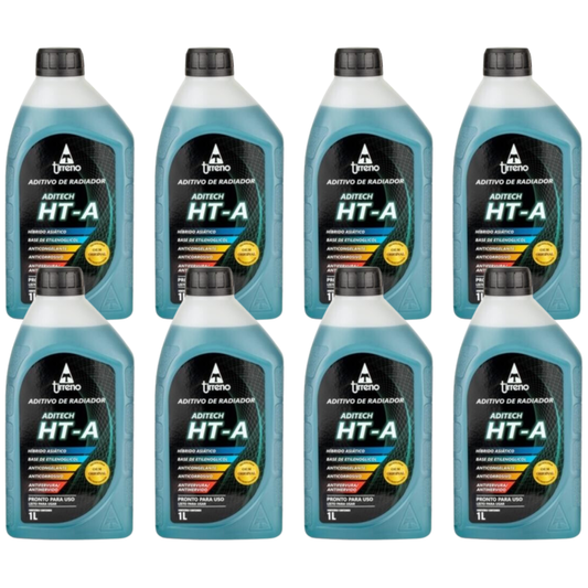 Kit 8 Litros Aditivo Radiador Pronto Para Uso Tirreno Ht-a Híbrido Asiático Azul - (1)
