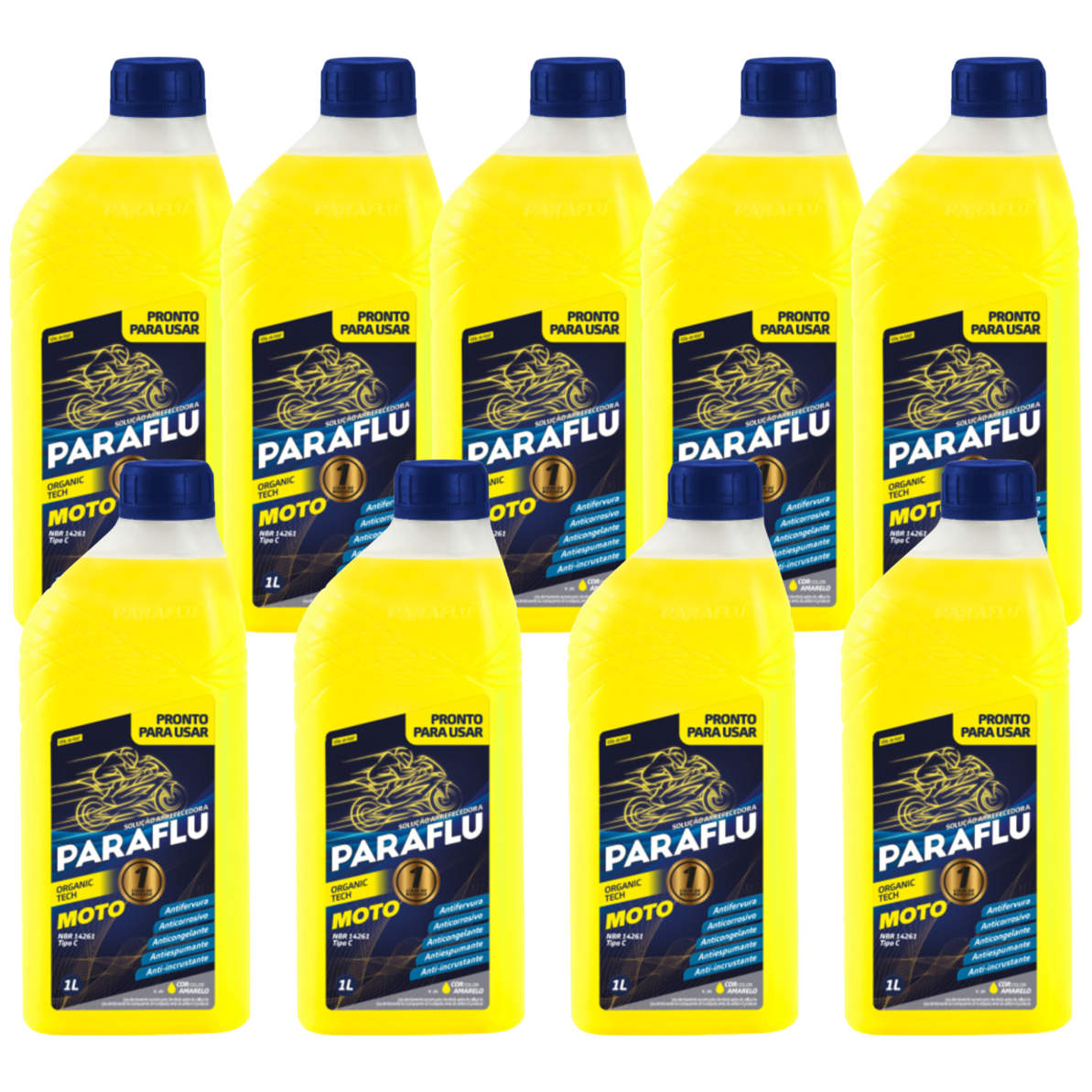 Kit 9 Litros Aditivo Radiador Amarelo Moto Pronto para Uso - Paraflu - 10-3037 - (1)