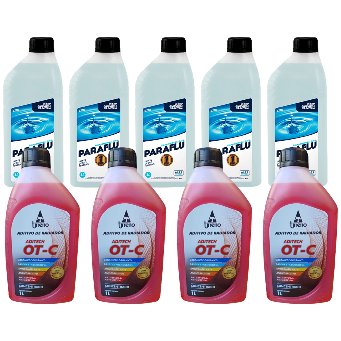 Kit 9 Litros com 4L Aditivo Radiador Laranja + 5L Água - Paraflu/Tirreno - 10-3031/FLU/DS/303FU1 - (1)