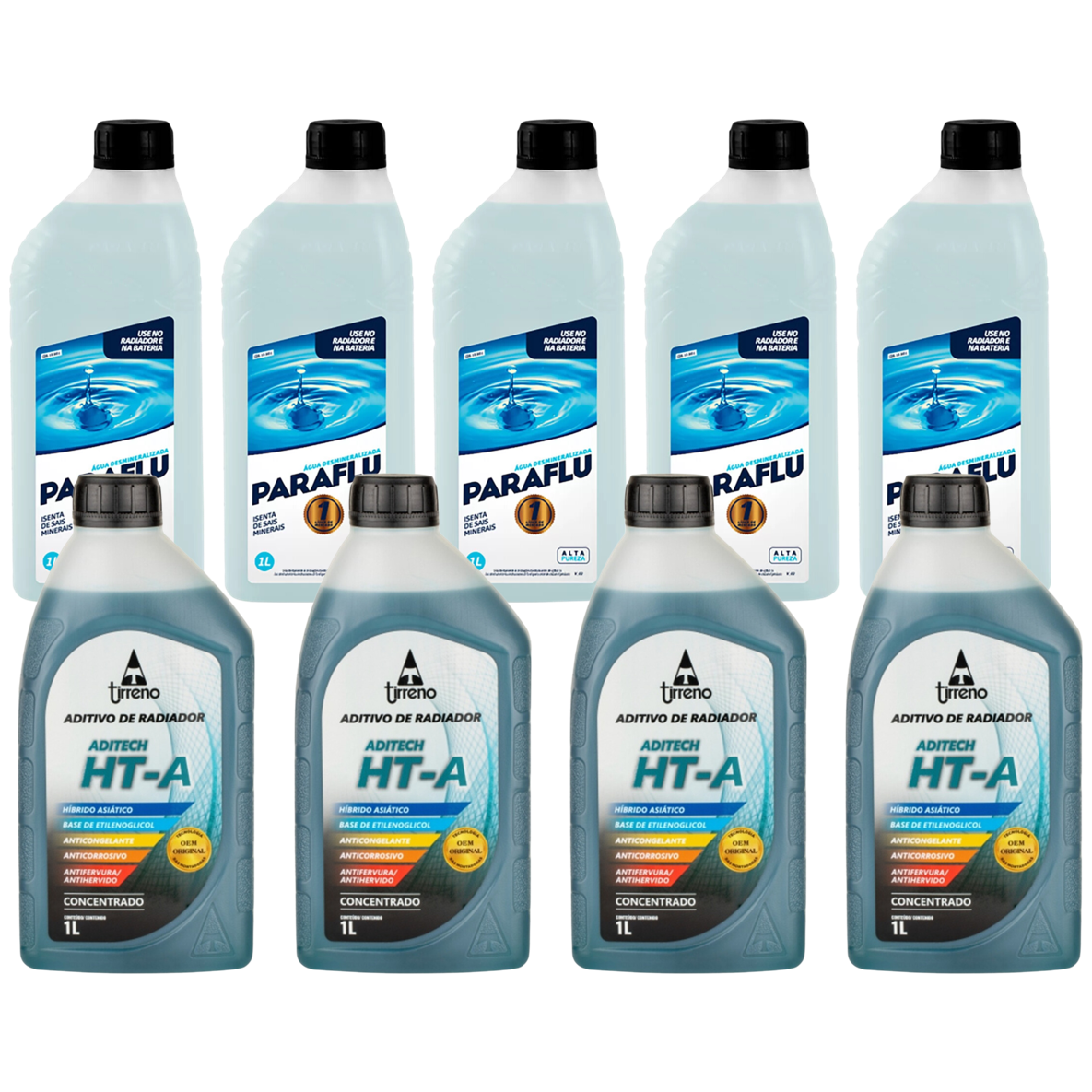 Kit 9 Litros com 4L Aditivo Radiador Azul + 5L Água - Paraflu/Tirreno - 10-3031/FLU/DS/271FU1 - (1)