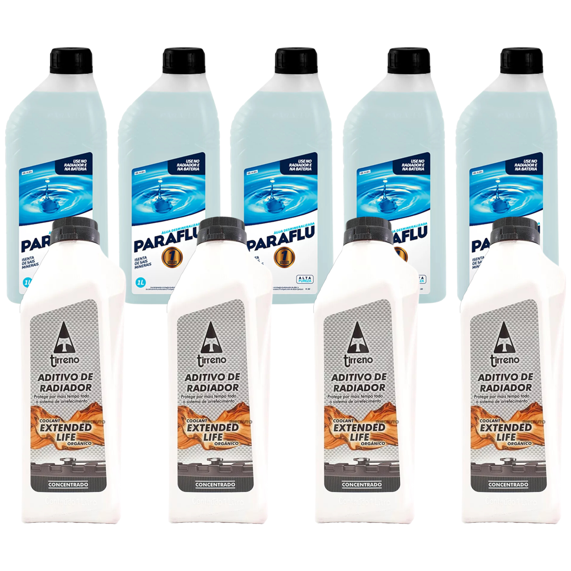 Kit 9 Litros com 4L Aditivo Radiador Laranja + 5L Água - Paraflu/Tirreno - 10-3031/FLU/DS/712 - (1)