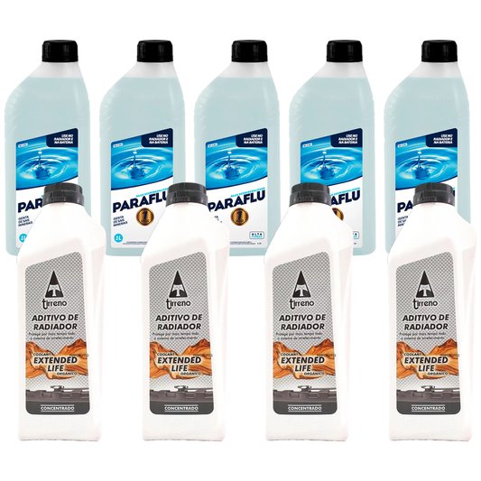Kit 9 Litros com 4L Aditivo Radiador Laranja + 5L Água - Paraflu/Tirreno - 10-3031/FLU/DS/712 - (1)
