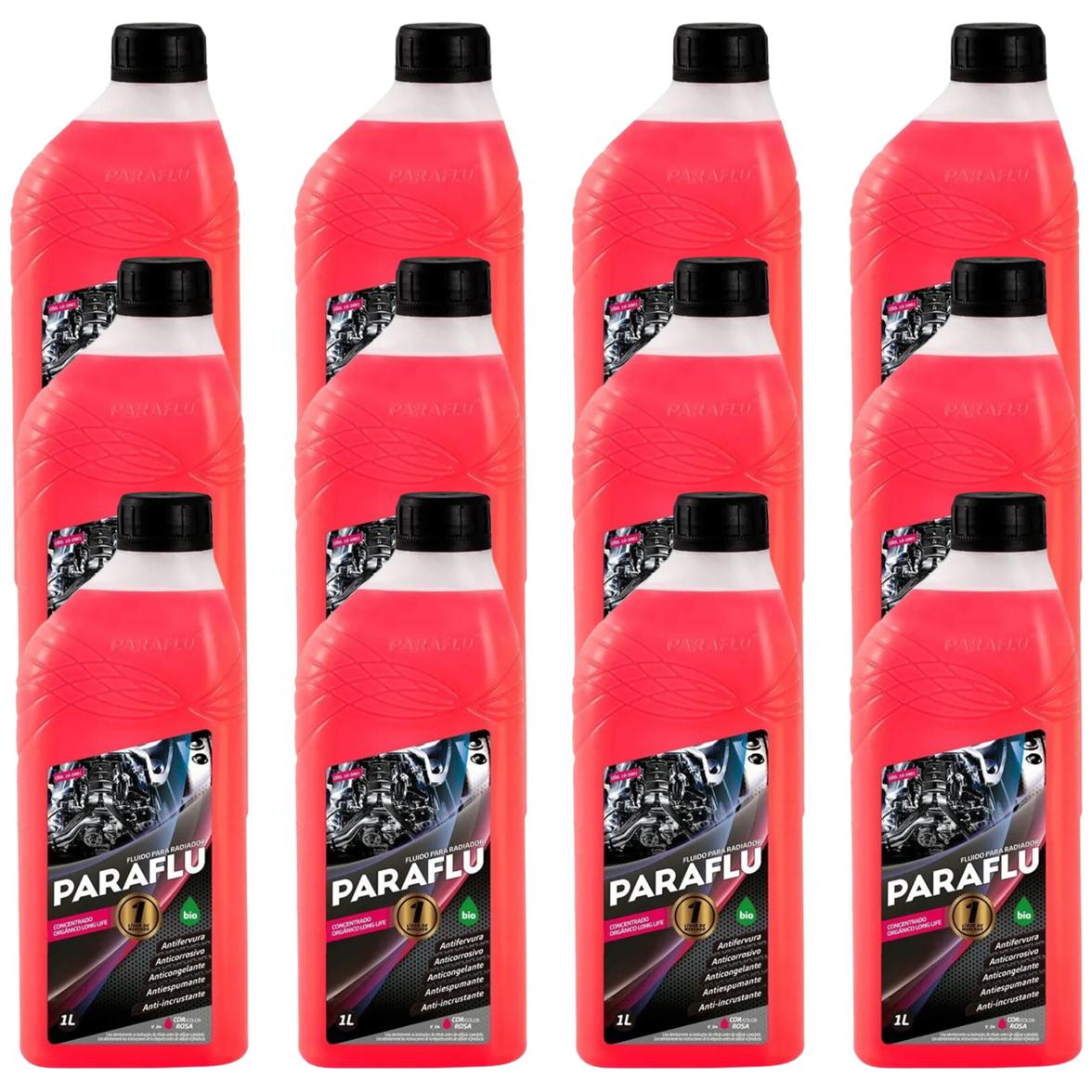 Kit 12 Litros Aditivo Radiador Concentrado Paraflu Bio Orgânico Rosa - (1)