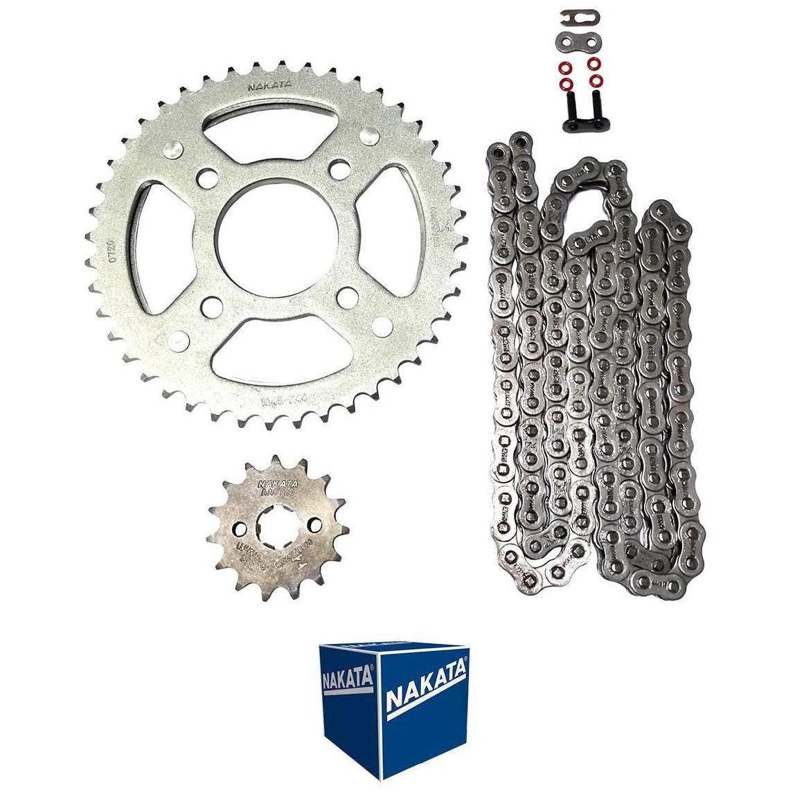 Kit da Coroa Pinhão e Corrente para Honda CG 160 - Nakata - TM10185R - (7)