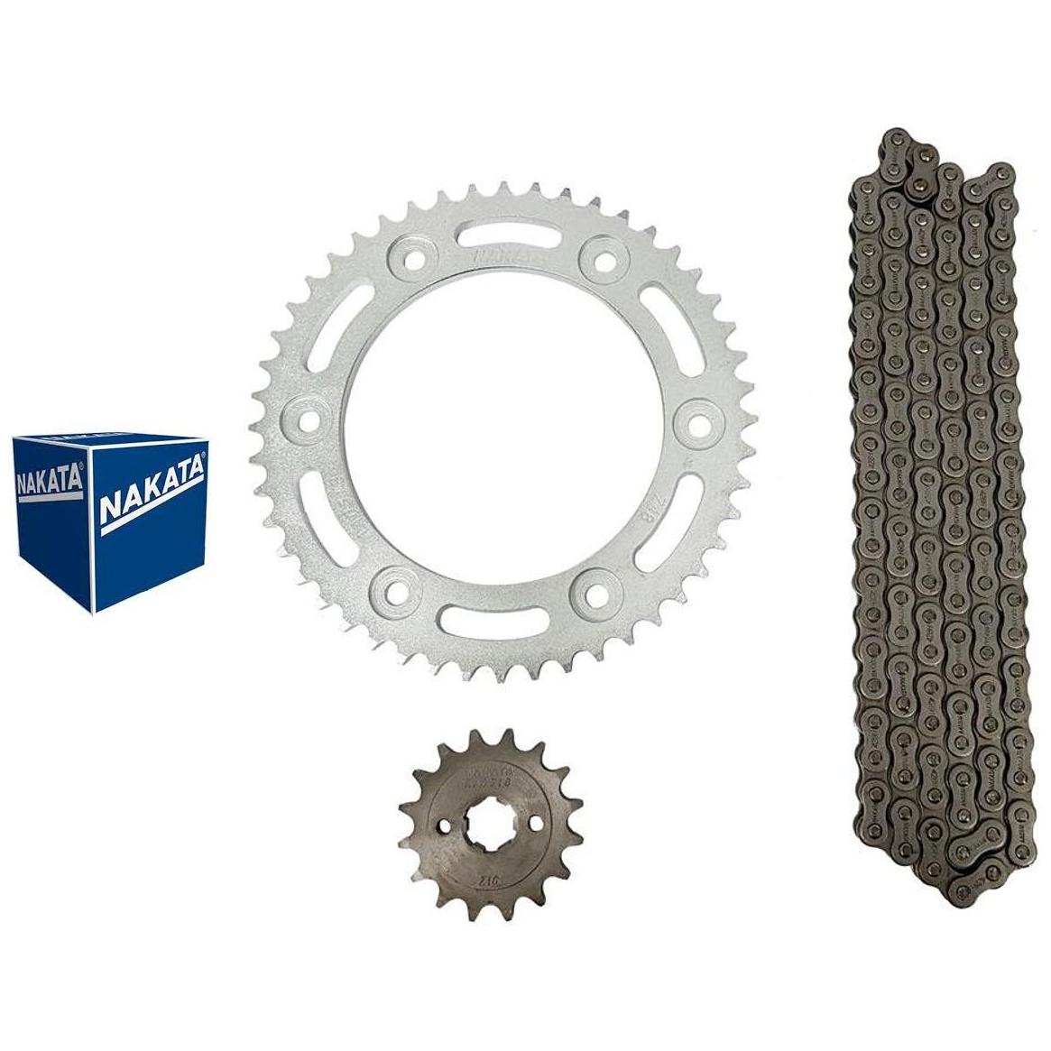 Kit da Coroa Pinhão e Corrente para Honda NXR 160 BROS e XRE 190 - Nakata - TM10190 - (10)