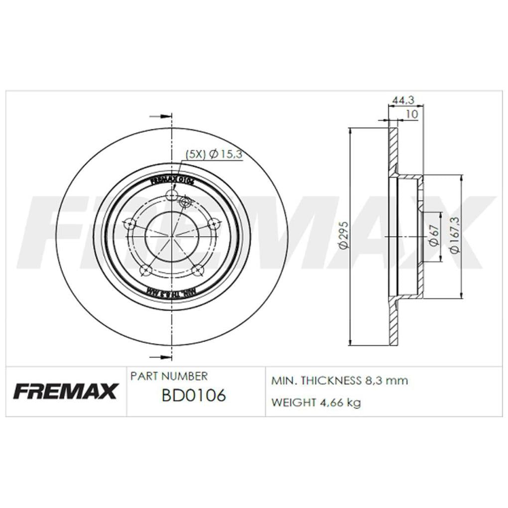 Par de Discos de Freio Sólido Traseiro - Fremax - BD0106 - (2)