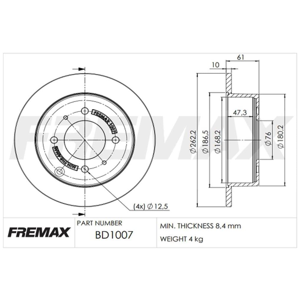 Par de Discos de Freio Sólido Traseiro - Fremax - BD1007 - (2)