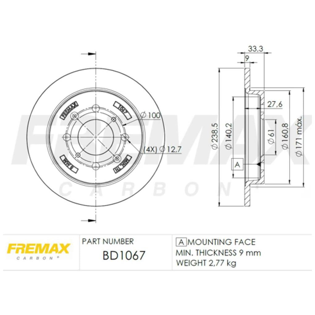 Par de Discos de Freio Sólido Traseiro - Fremax - BD1067 - (2)
