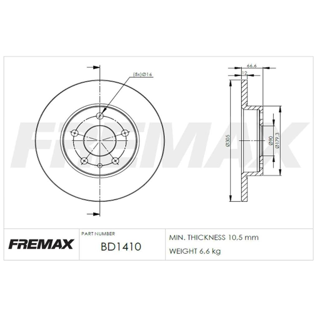 Par de Discos de Freio Sólido Traseiro - Fremax - BD1410 - (2)