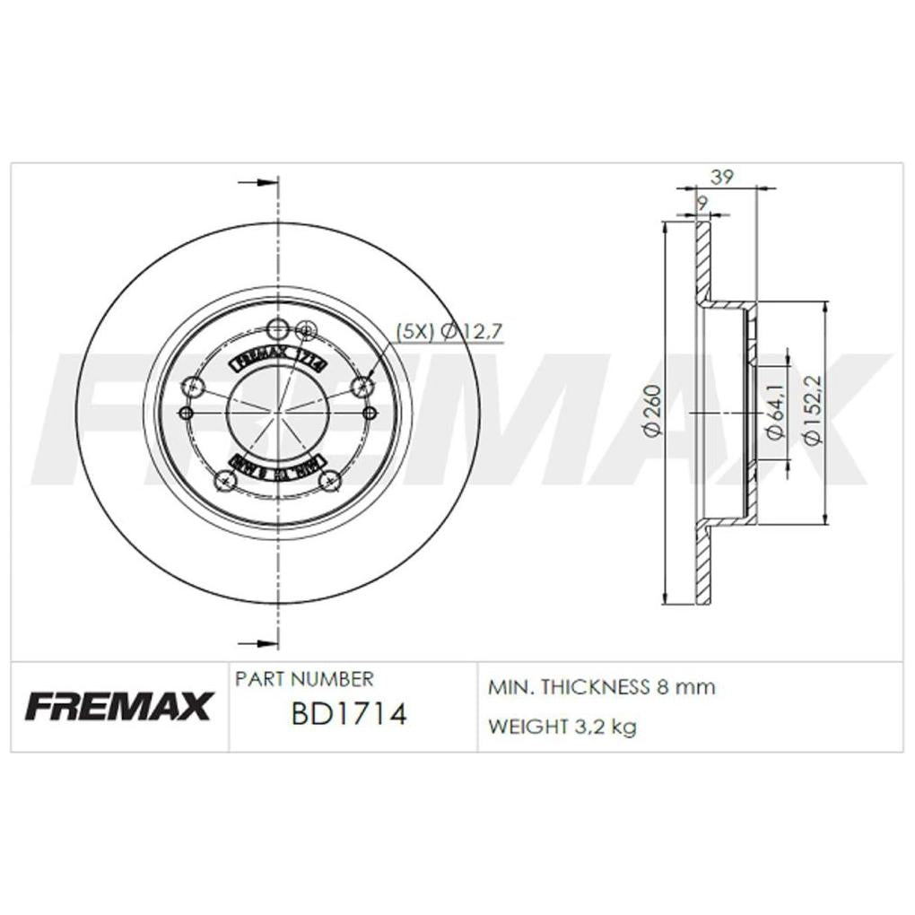 Par de Discos de Freio Sólido Traseiro - Fremax - BD1714 - (2)