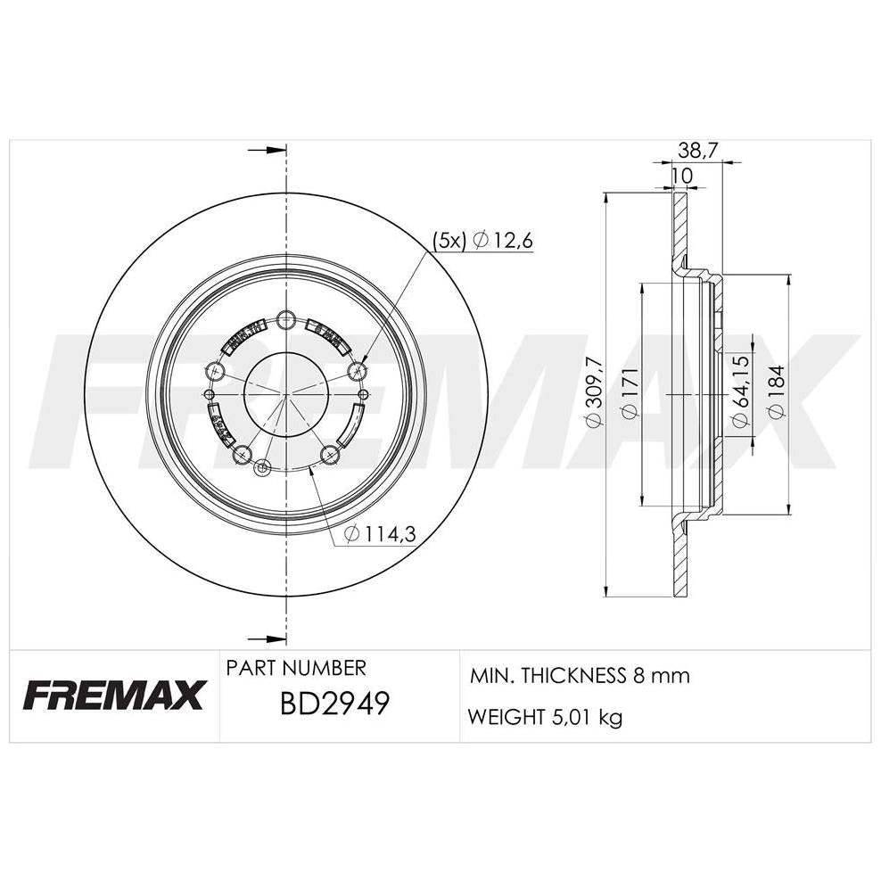 Par de Discos de Freio Sólido Traseiro - Fremax - BD2949 - (2)