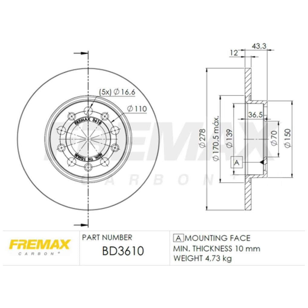 Par de Discos de Freio Sólido Traseiro - Fremax - BD3610 - (2)
