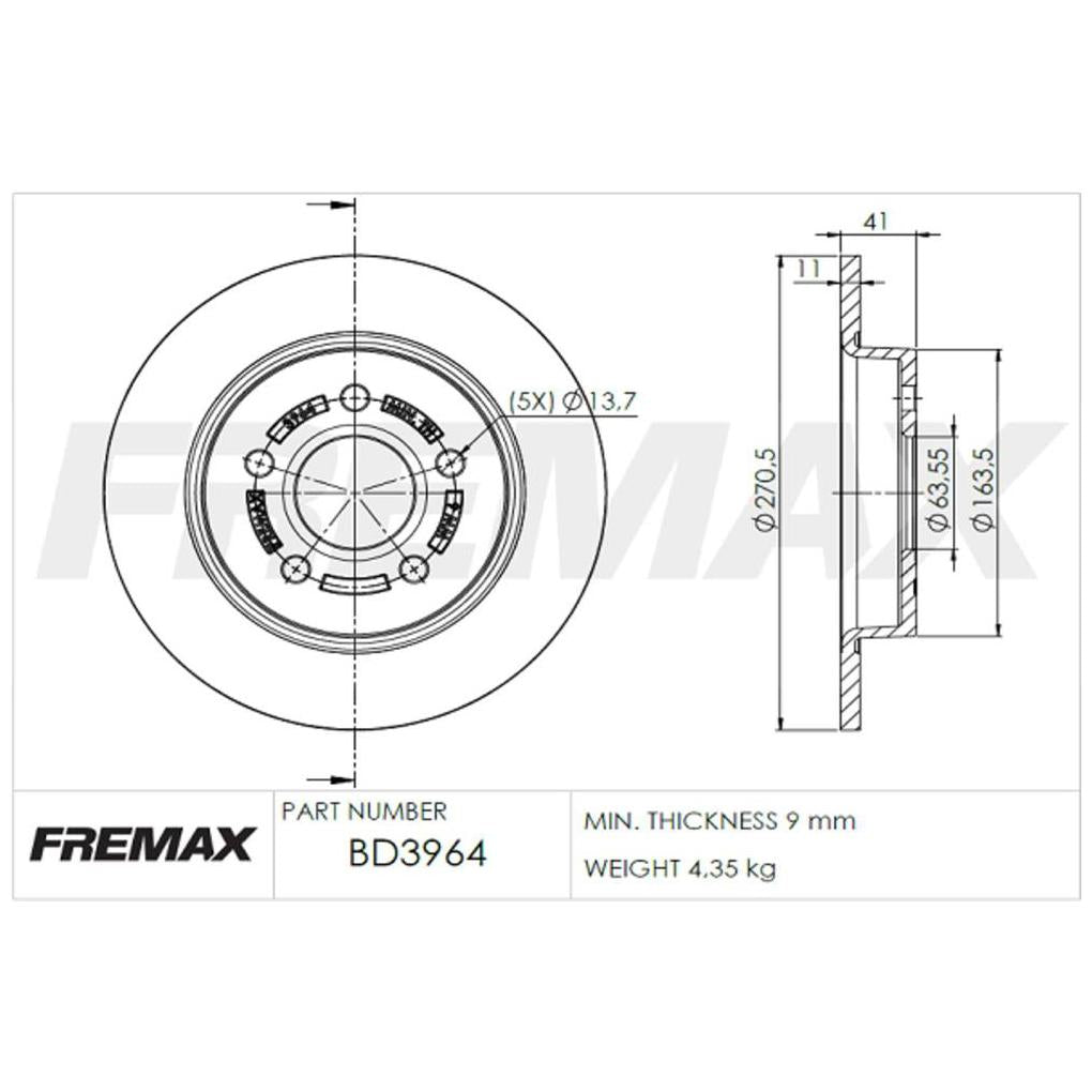 Par de Discos de Freio Sólido Traseiro - Fremax - BD3964 - (2)