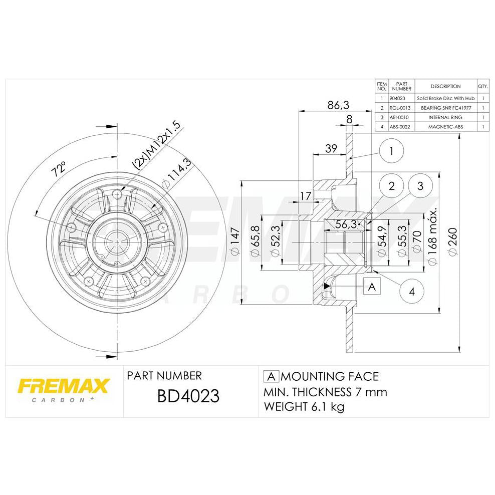 Disco de Freio Sólido Traseiro 1 Unidade - Fremax - BD4023KT - (1)