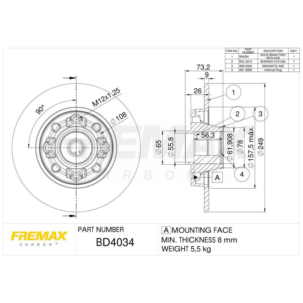 Par Disco de Freio Sólido Traseiro - Fremax - BD4034KT - (2)