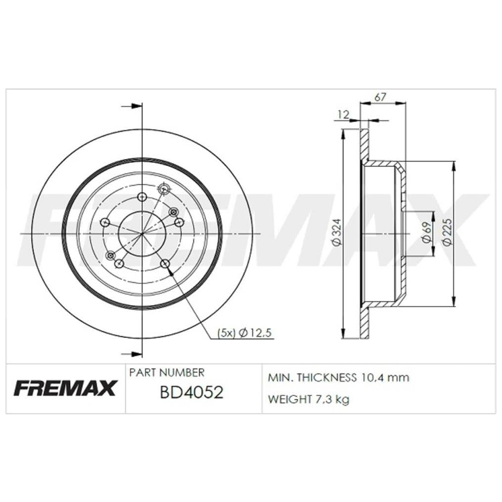 Par de Discos de Freio Sólido Traseiro - Fremax - BD4052 - (2)