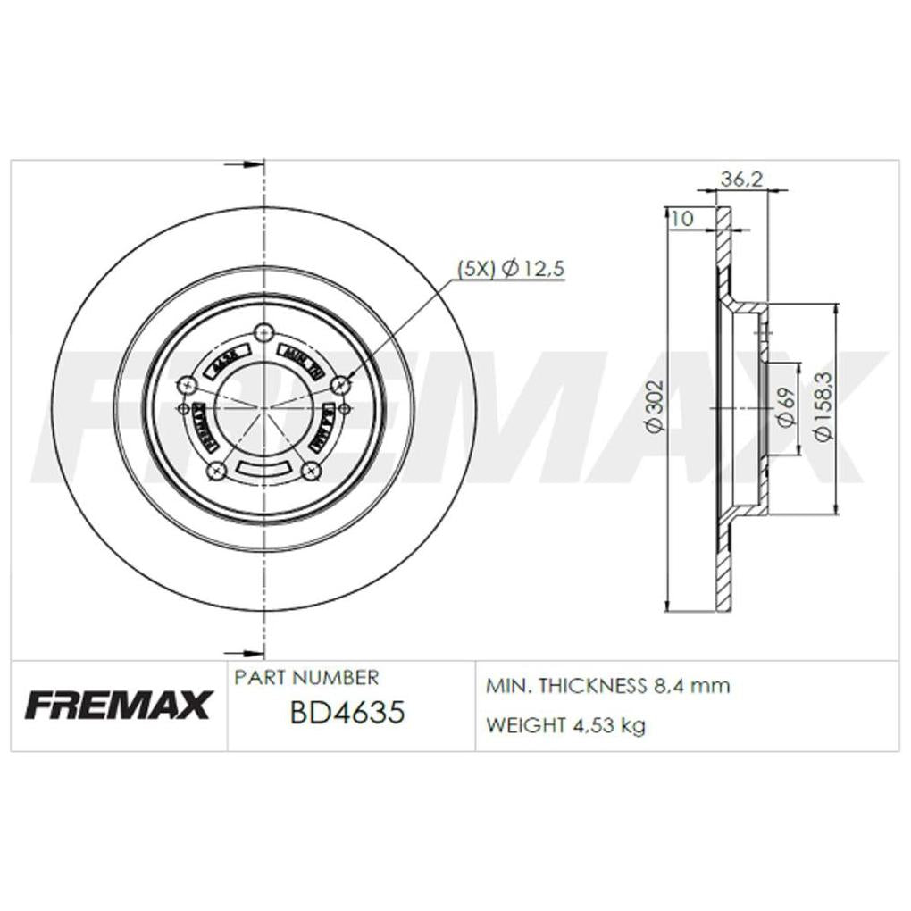Par de Discos de Freio Sólido Traseiro - Fremax - BD4635 - (2)
