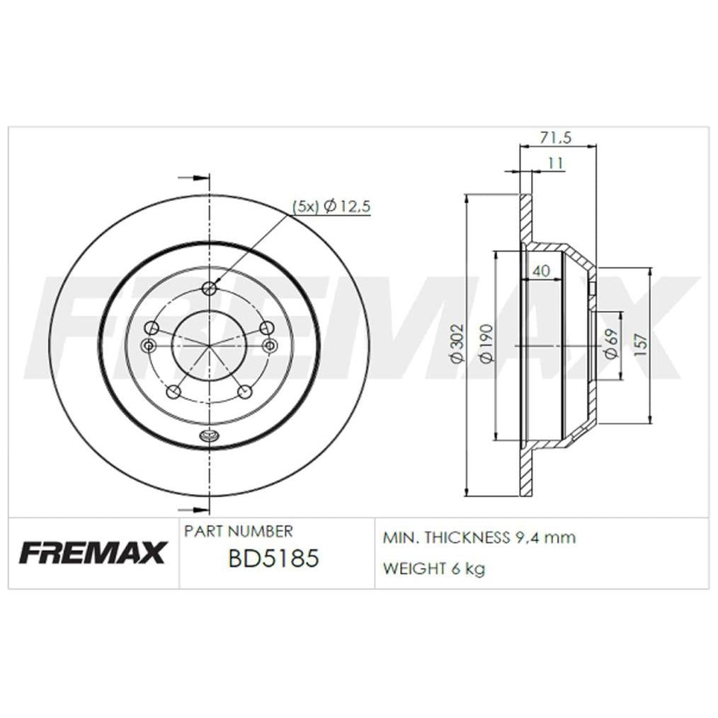 Par de Discos de Freio Sólido Traseiro - Fremax - BD5185 - (2)