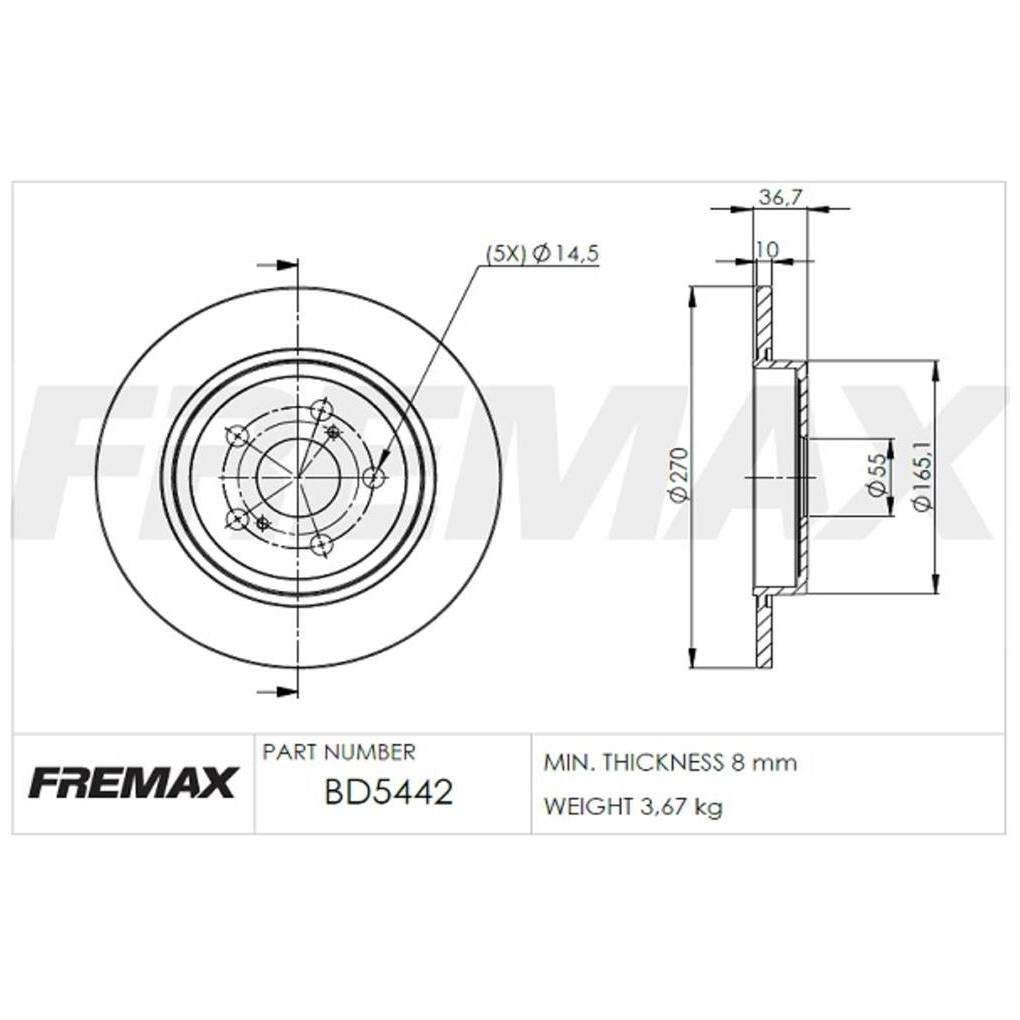 Par de Discos de Freio Sólido Traseiro - Fremax - BD5442 - (2)