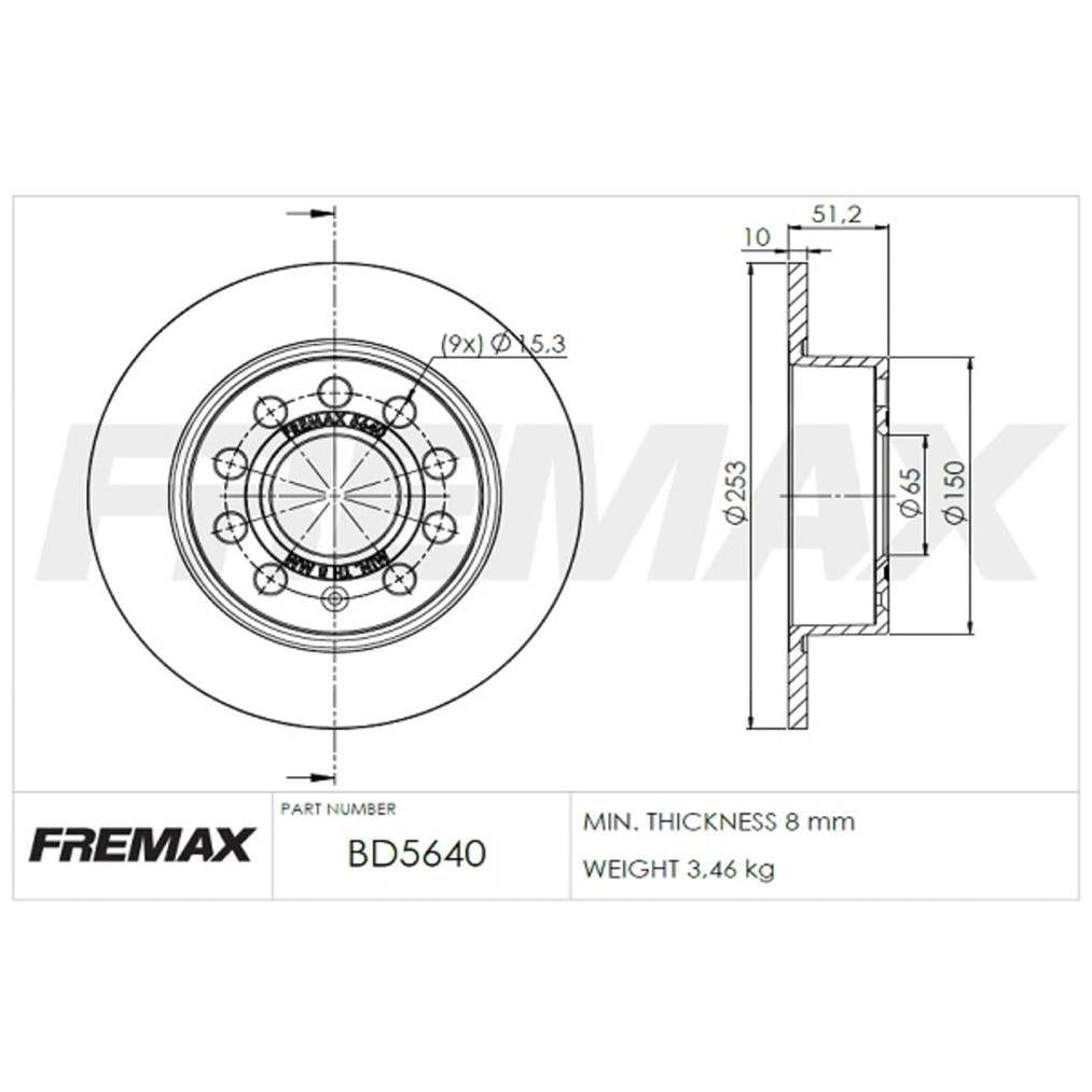 Par de Discos de Freio Sólido Traseiro - Fremax - BD5640 - (2)