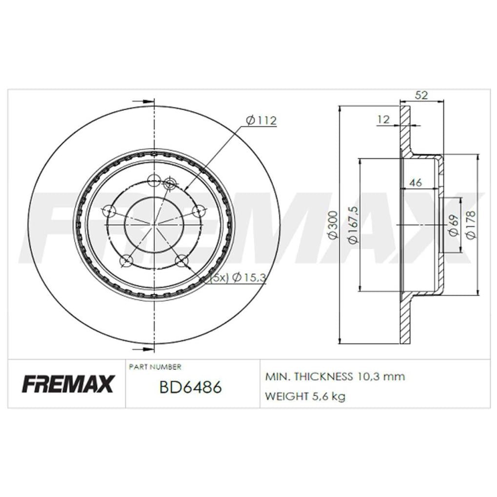 Par de Discos de Freio Sólido Traseiro - Fremax - BD6486 - (2)