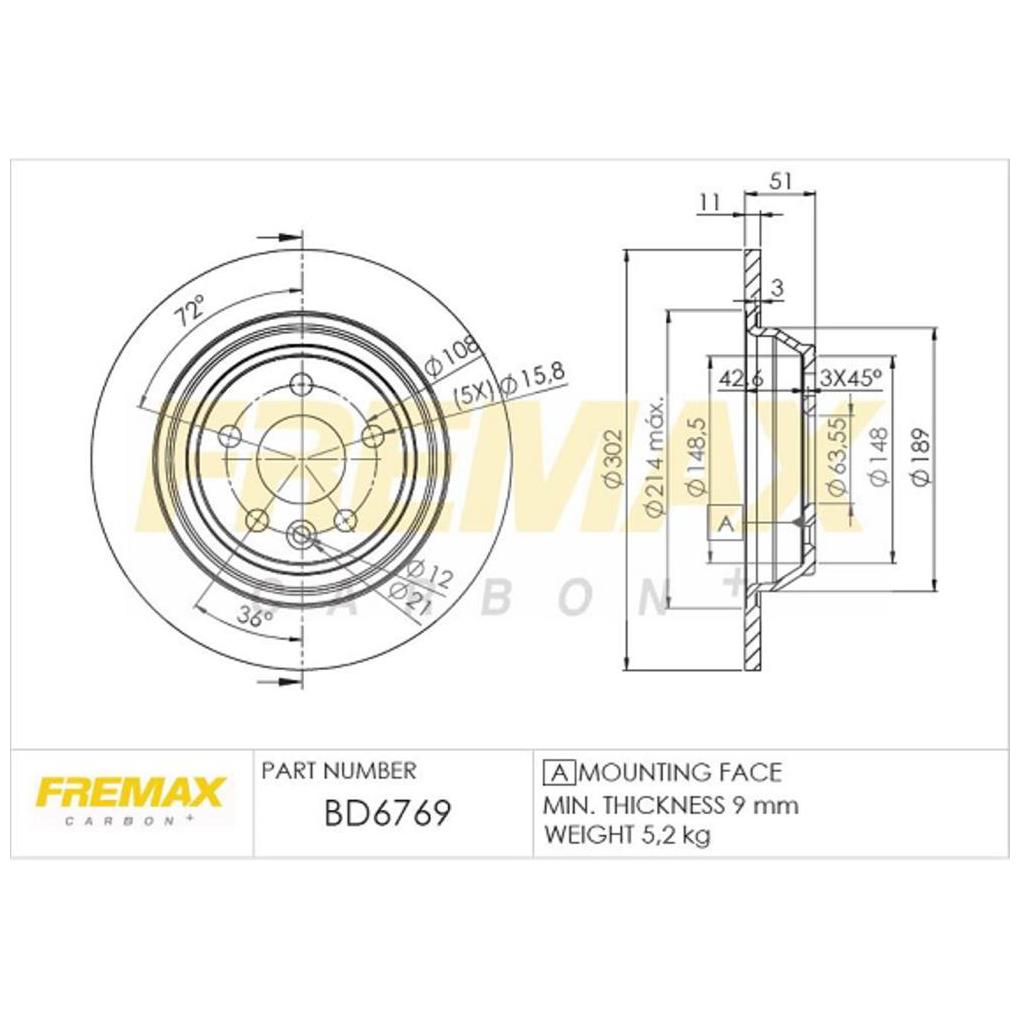 Par de Discos de Freio Sólido Traseiro - Fremax - BD6769 - (2)