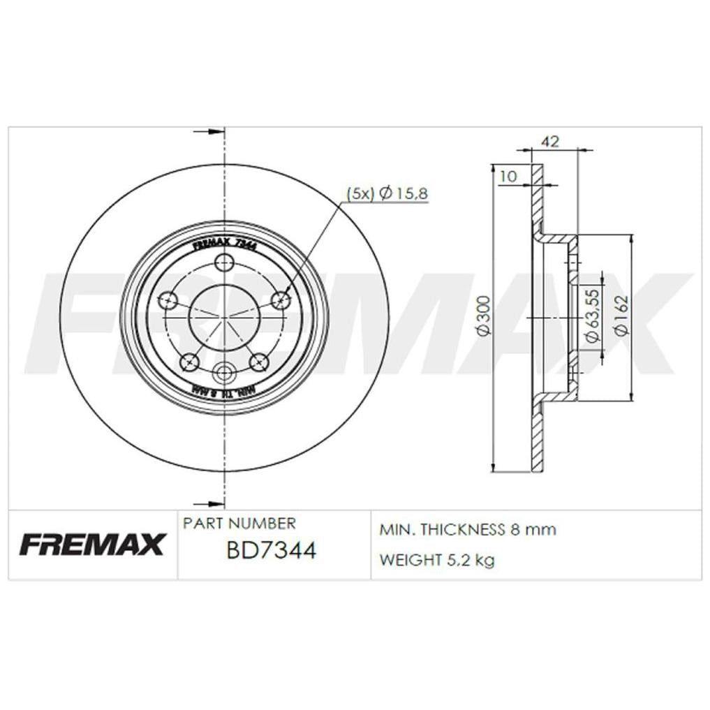 Par de Discos de Freio Sólido Traseiro - Fremax - BD7344 - (2)