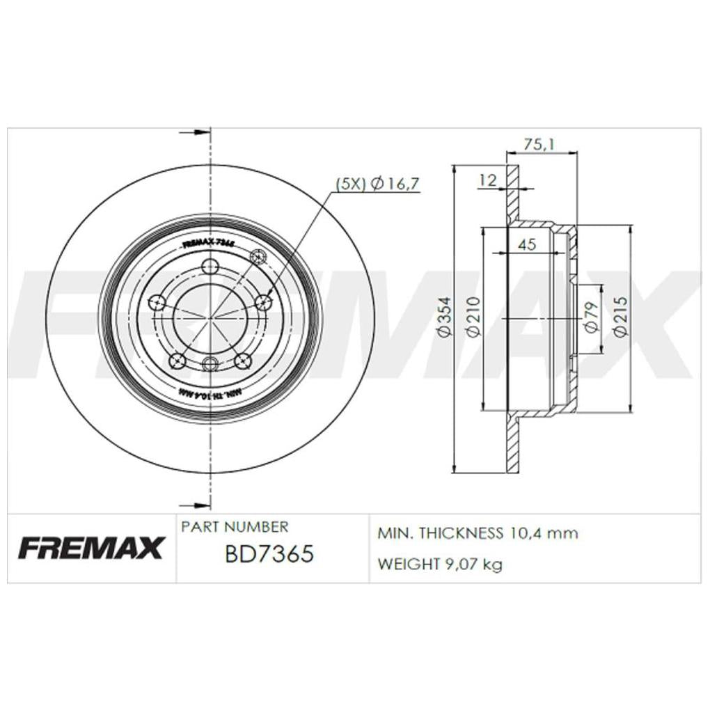 Par de Discos de Freio Sólido Traseiro - Fremax - BD7365 - (2)