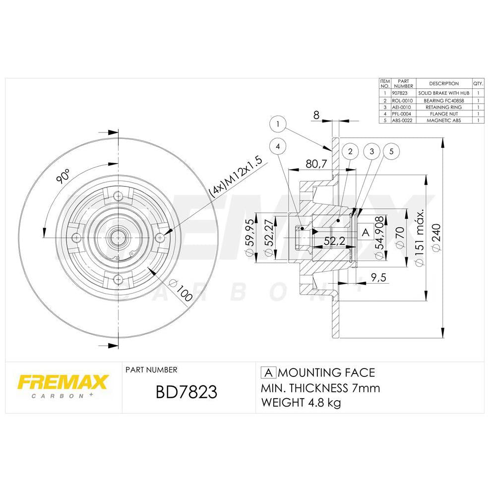 Disco de Freio Sólido Traseiro 1 Unidade - Fremax - BD7823KT - (2)