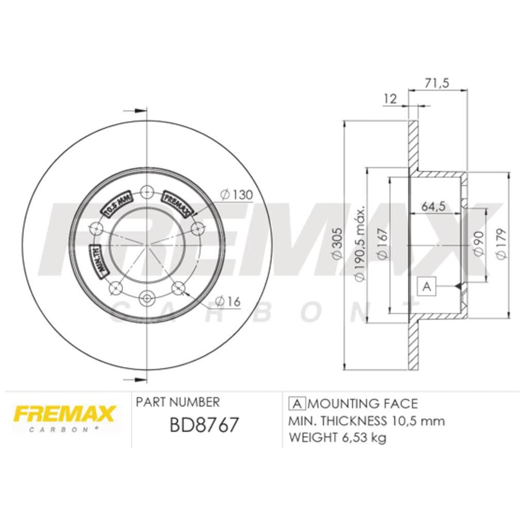 Par de Discos de Freio Sólido Traseiro - Fremax - BD8767 - (2)